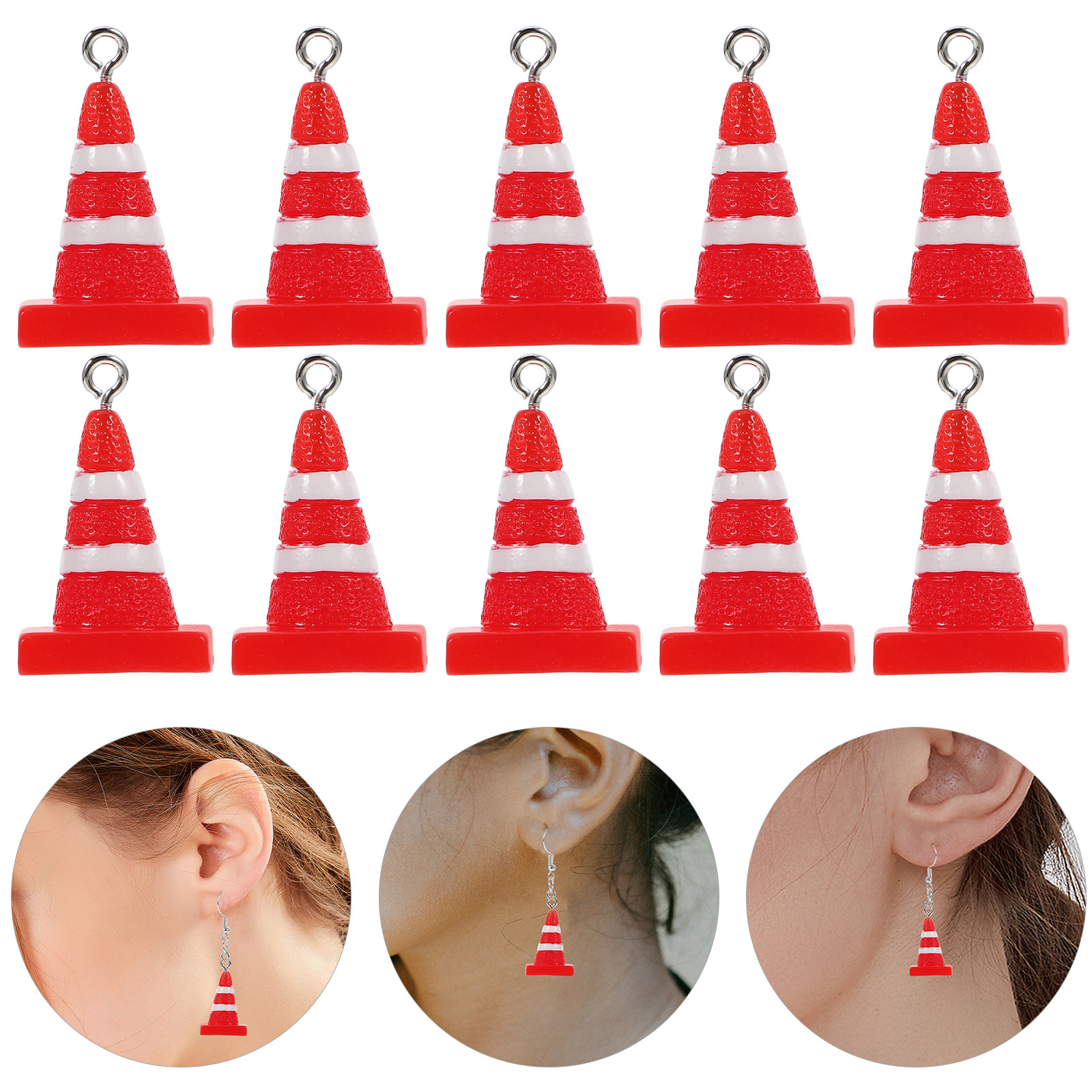 Road Traffic Cone - 10Pcs Resin Pendant Charms Funny 3D
